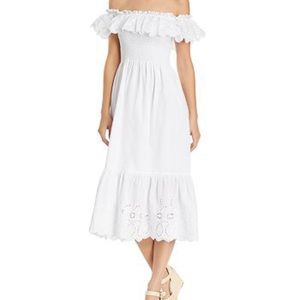 AQUA smoked white midi dress